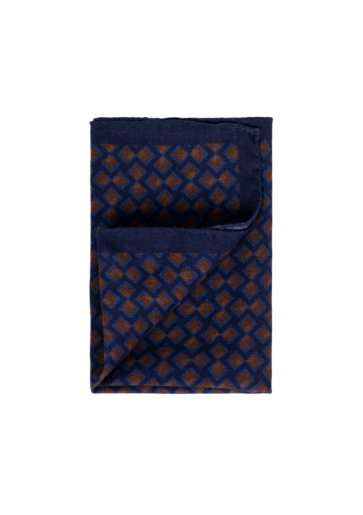 Stefano Bemer Pocket Squares SV5004/A pochette lana rombi marrone blu