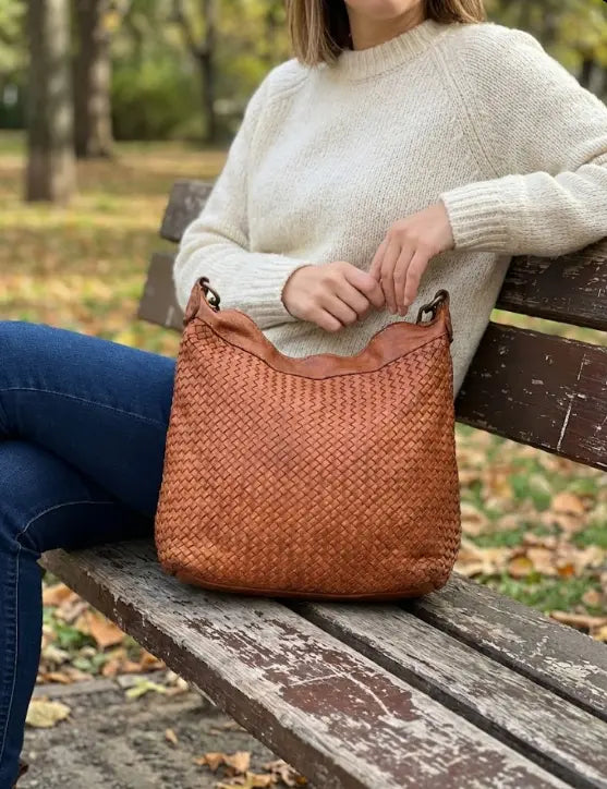 Sandro Barbera BAAY42846 borsa spalla pelle intrecciata cuoio