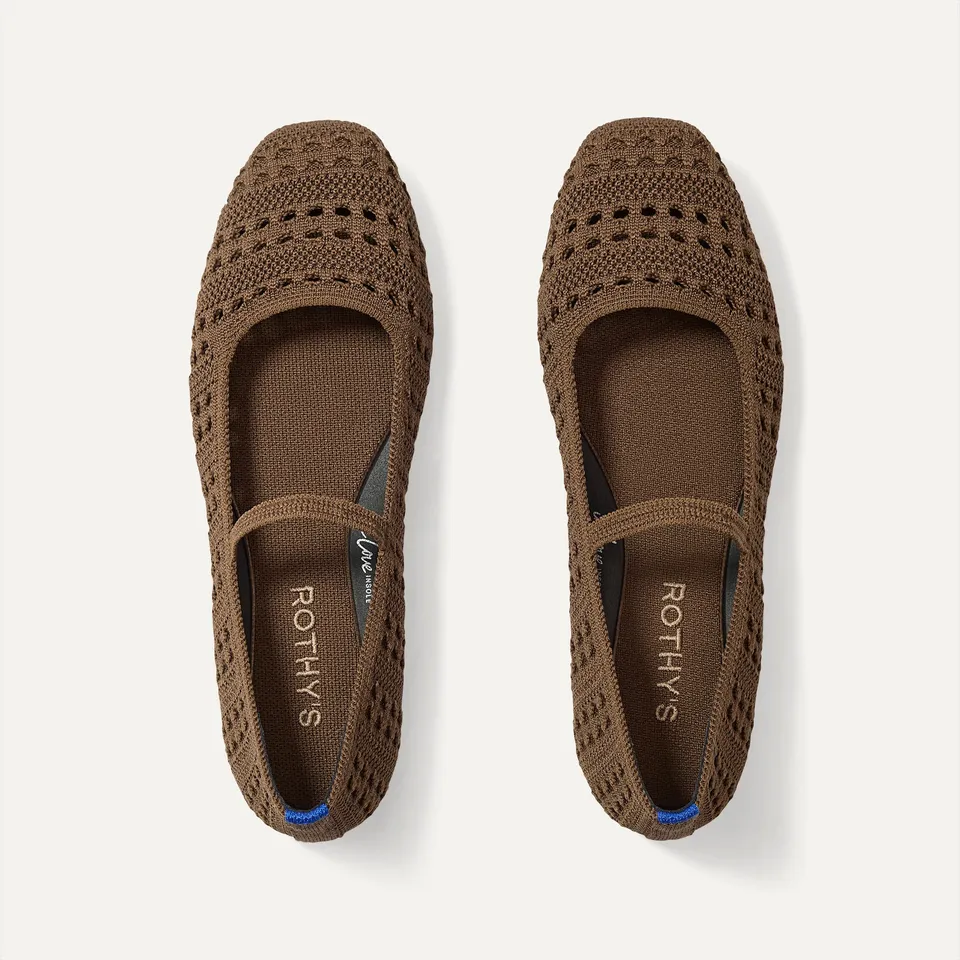 Rothy's The Max Square Mary Jane ballerine Cinnamon Crochet punta
