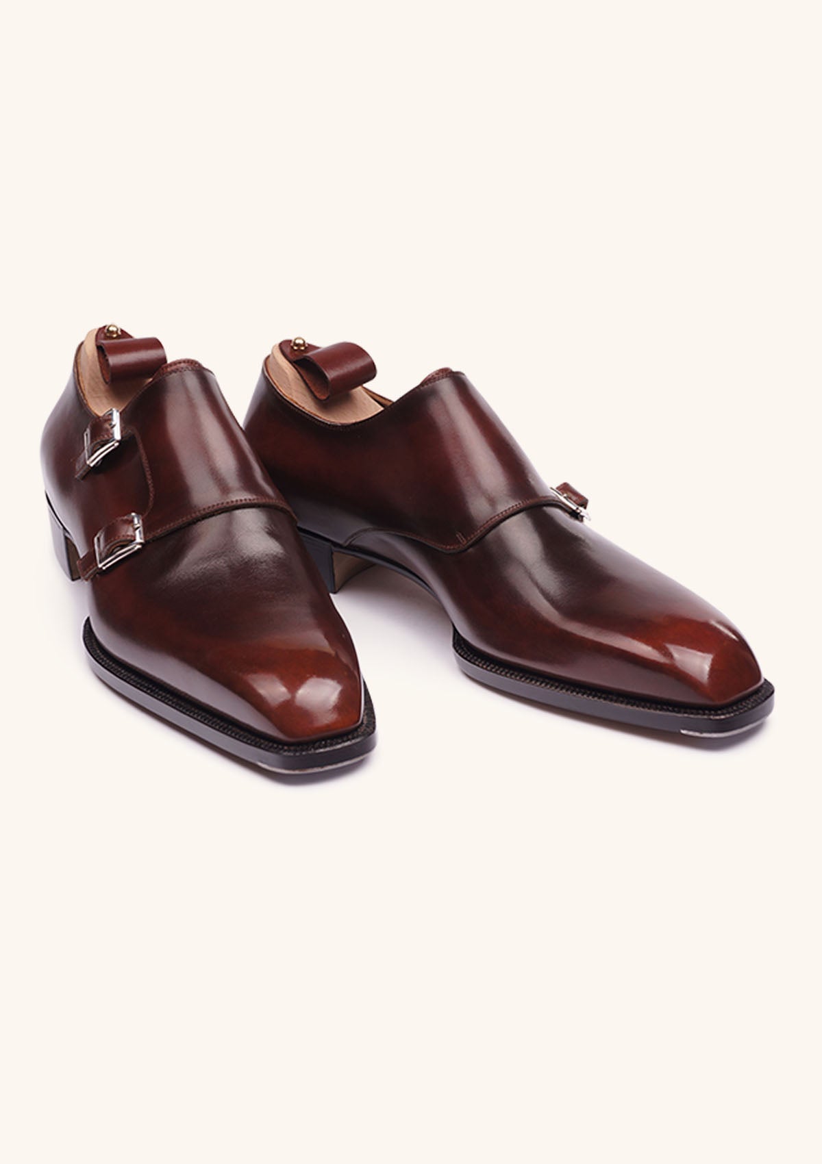 Stefano Bemer T2306 Scarpe Monk Marroni Doppia Fibbia Cuoio