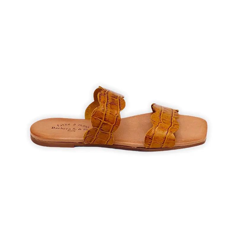 Sandro Barbera 242 Sandalo Donna Ocra Cocco Pelle