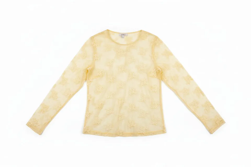 Linea Elle Maglia Pizzo Giallo Tenue maniche lunghe S/M
