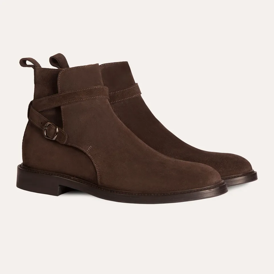 Dellovo Astroni stivaletto camoscio testa-di-moro suola cuoio