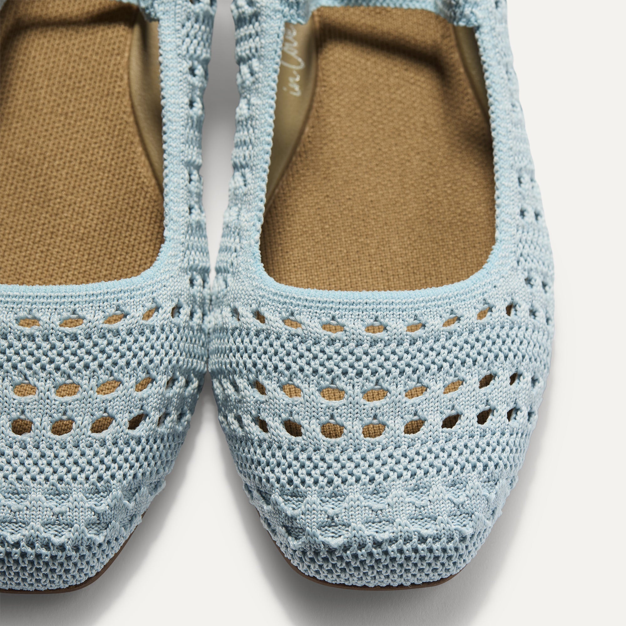 Rothy's The Max Square Mary Jane ballerine Powder Blue Crochet