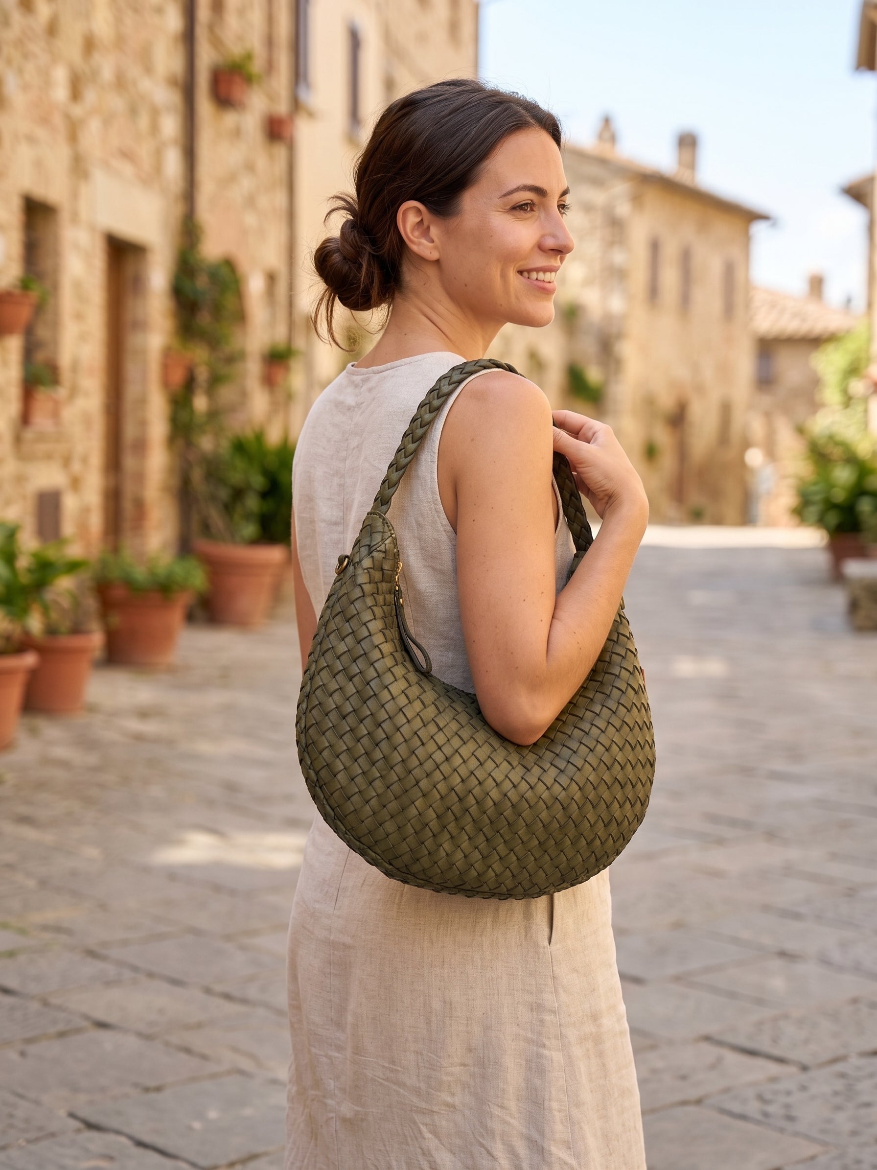 Sandro Barbera BAUF55861 Borsa Pelle Intrecciata Verdone