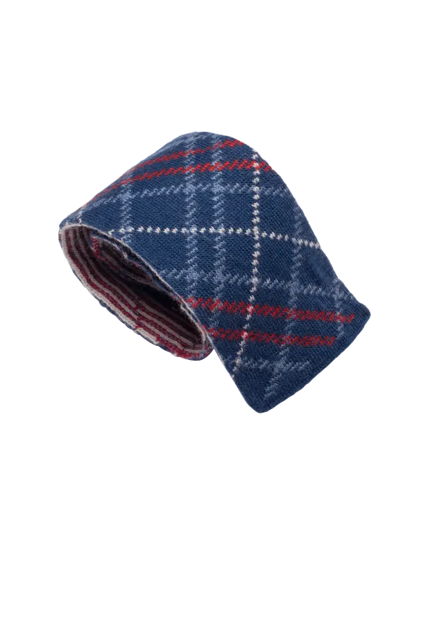 Stefano Bemer Maglia cravatta lana blu Pattern 6 8 cm