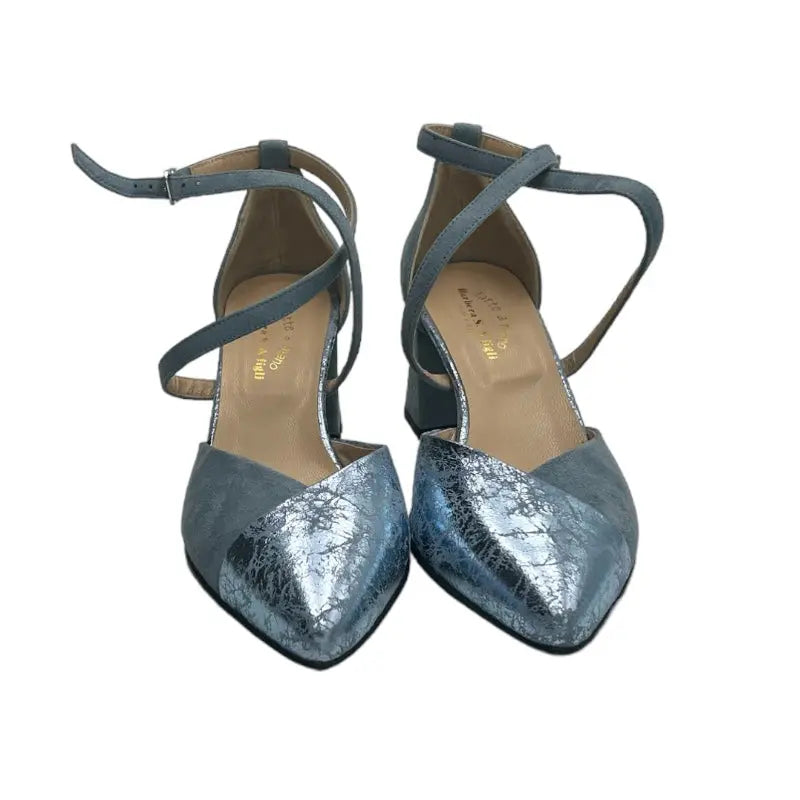 Sandro Barbera & Figli 706 scarpe donna azzurre pelle tacco 6