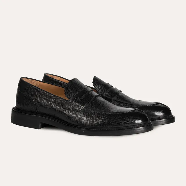 Dellovo Mola mocassini loafer vitello martellato nero