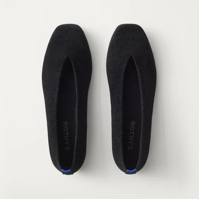 Rothy's Max Square Ballerina ballerine ReVelvet Black velluto