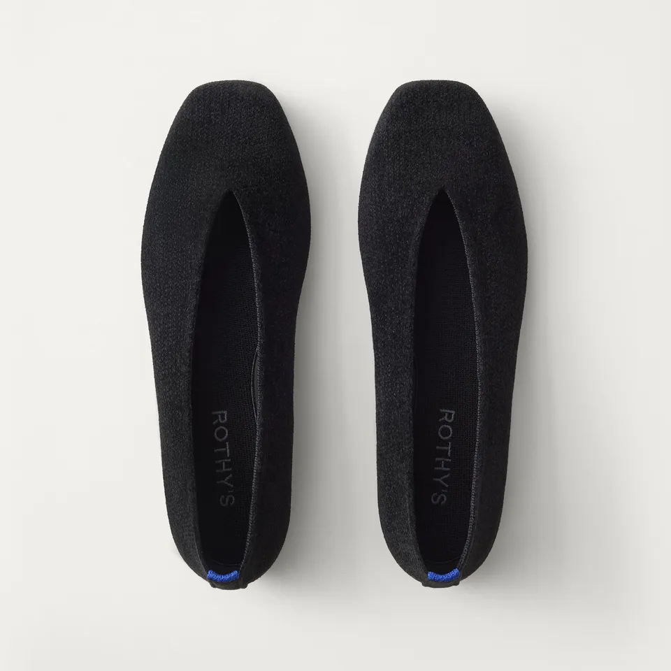 Rothy's Max Square Ballerina ballerine ReVelvet Black velluto