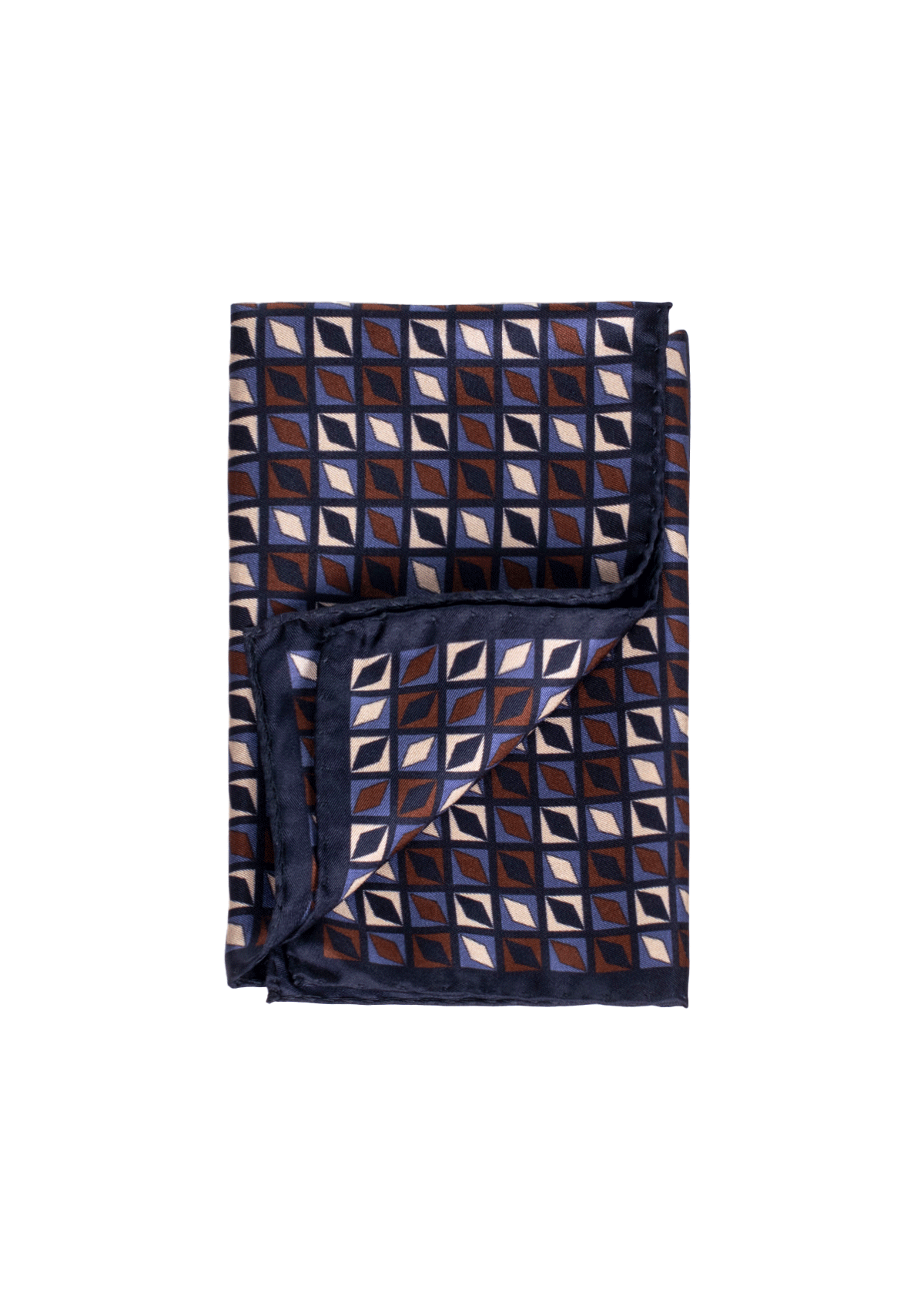 Stefano Bemer Pocket Squares Pochette Uomo Seta Beige Blu