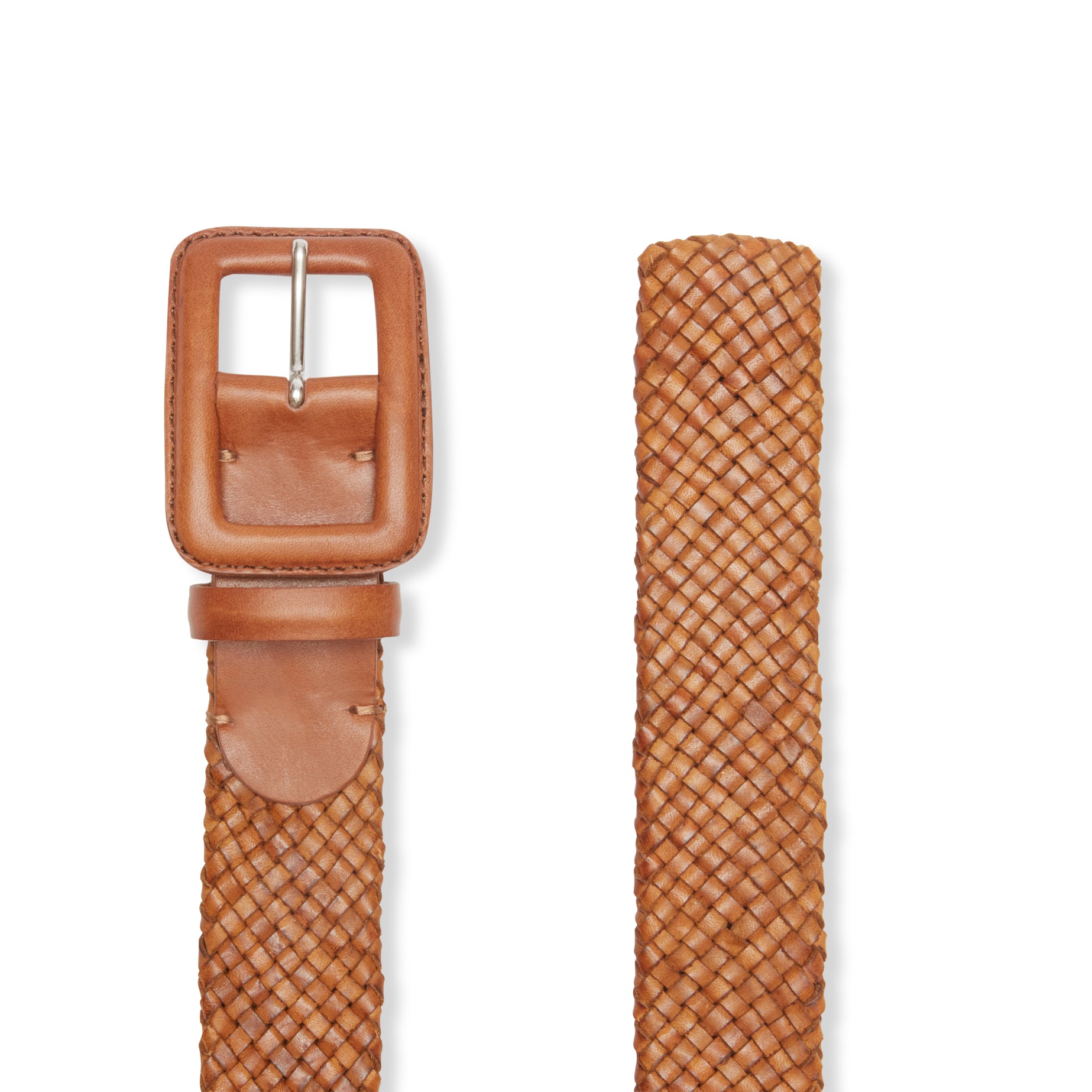 F.lli Rossetti Cintura Donna Pelle Intrecciata Cognac 3 cm