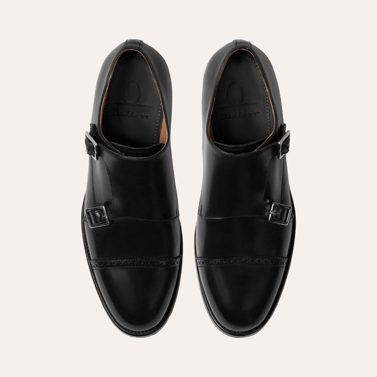 Dellovo Elmo Monk Strap Uomo Pelle Nero fibbia