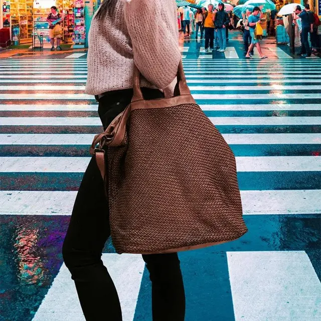 Sandro Barbera Baay69 borsa cuoio intreccio pelle 35x36x18 cm