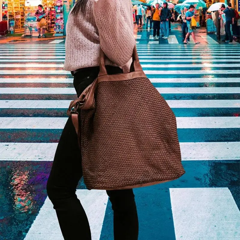 Sandro Barbera Baay69 borsa cuoio intreccio pelle 35x36x18 cm