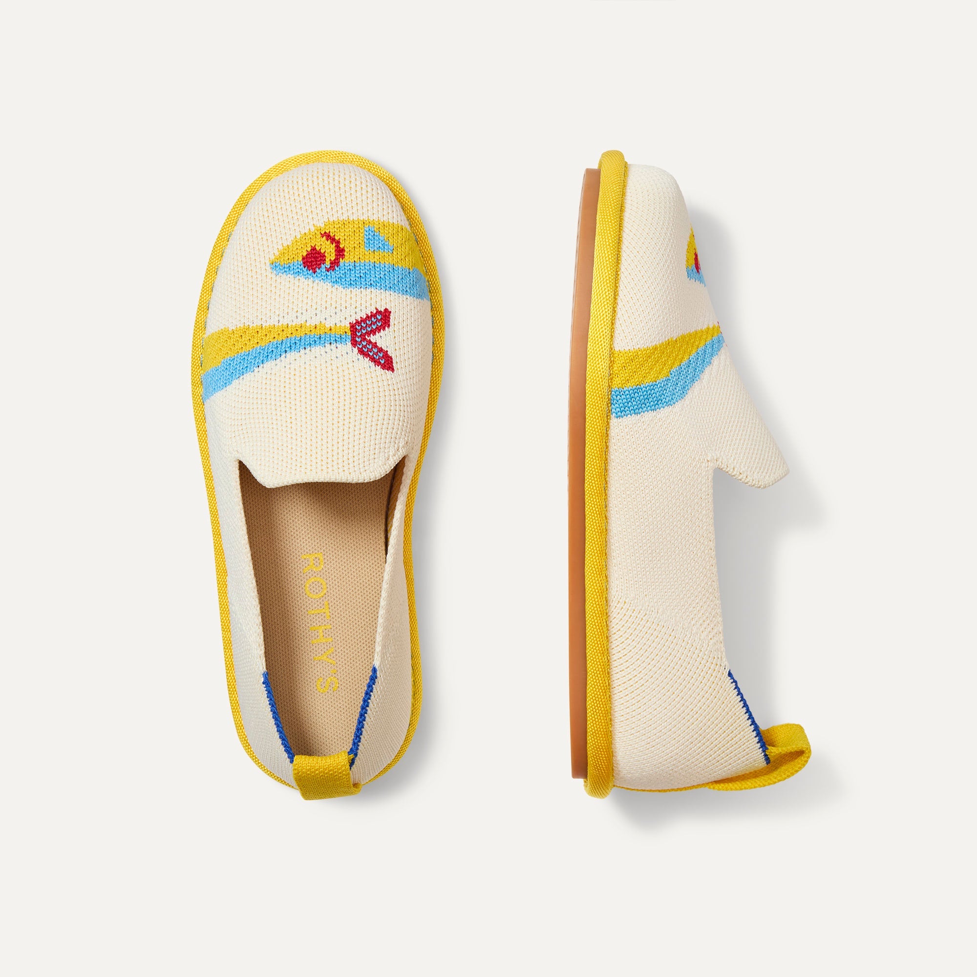Rothy's Mini Loafer mocassini bambino avorio pesci giallo