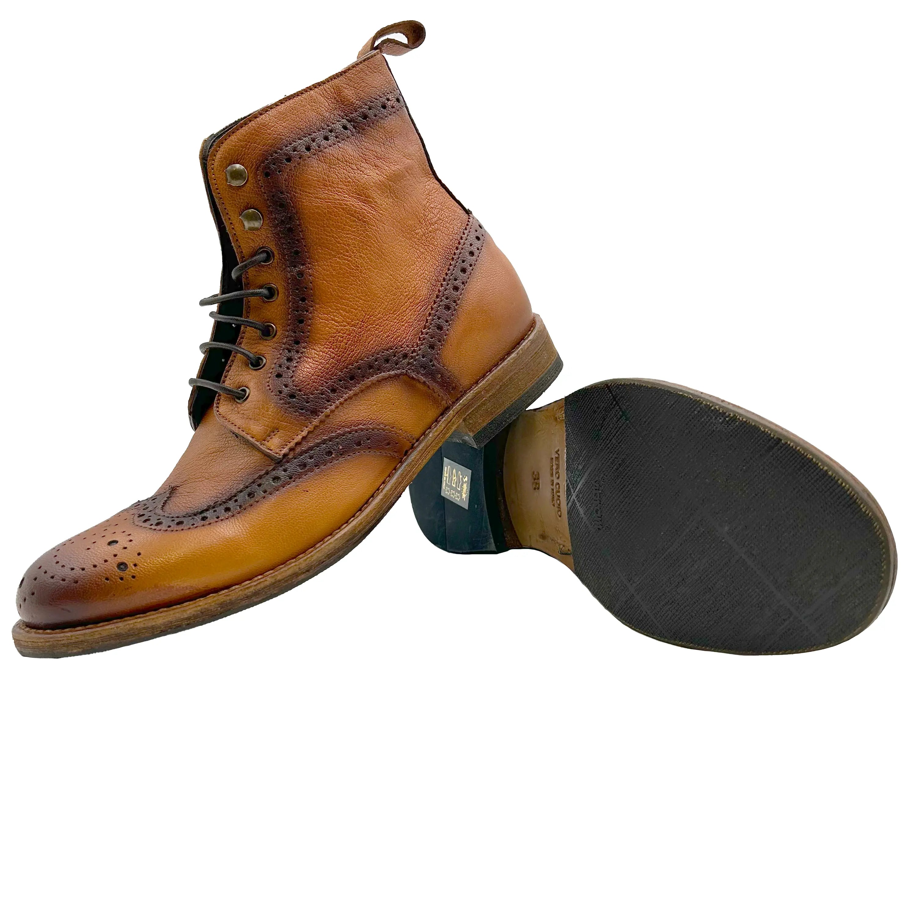 Sandro Barbera D1712 Stivaletto Full Brogue cuoio Stone Wax