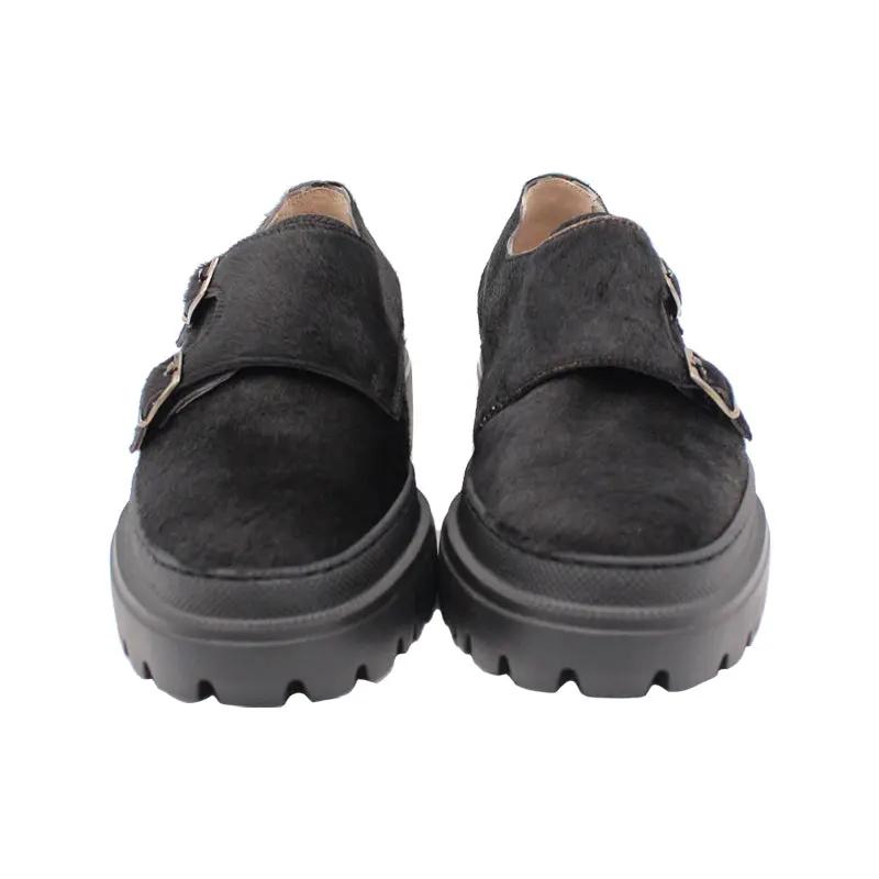Sandro Barbera 814 Double Monk stringata donna nero cavallino
