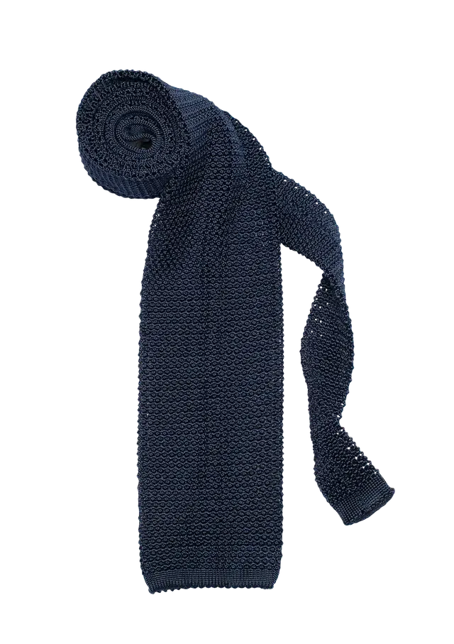 Stefano Bemer Maglia cravatta seta blu azzurro scuro 8 cm