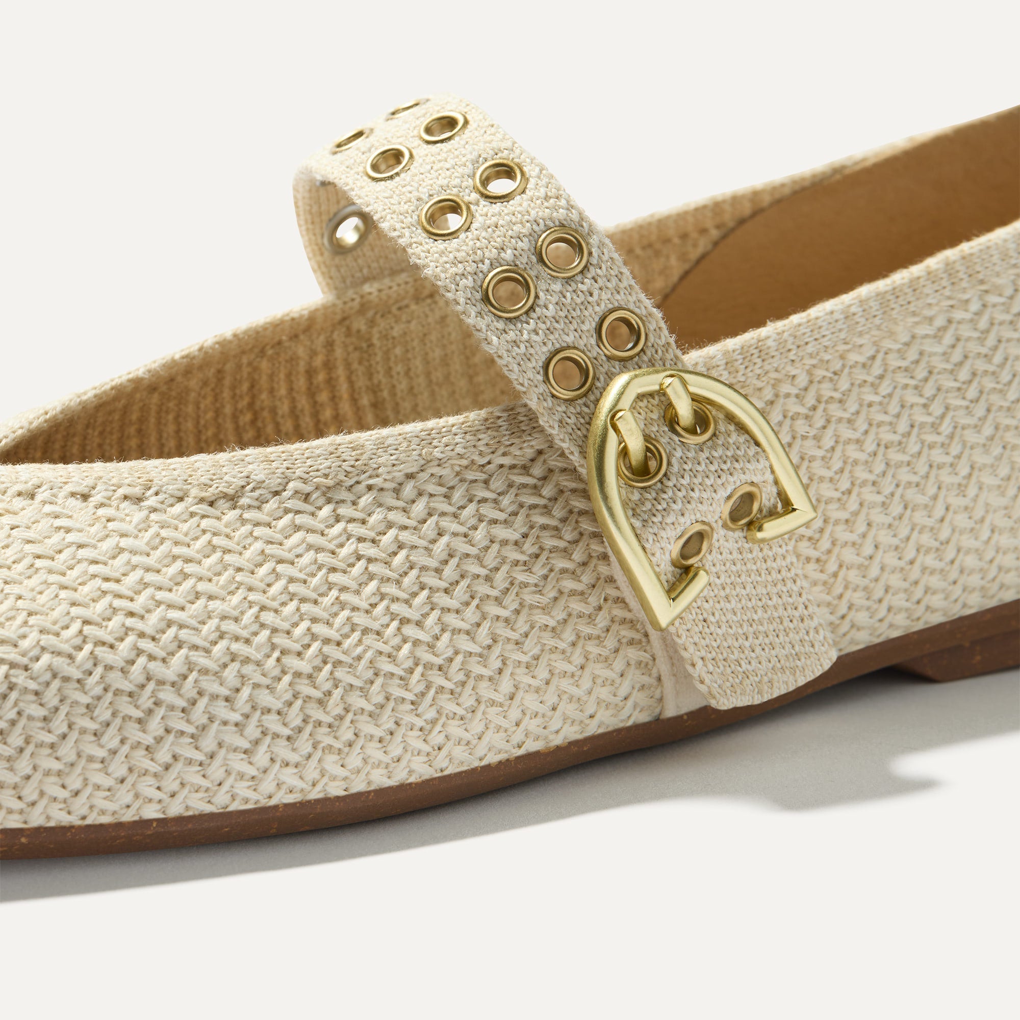 Rothy's Max Buckle Mary Jane ballerine Cream Woven intrecciate