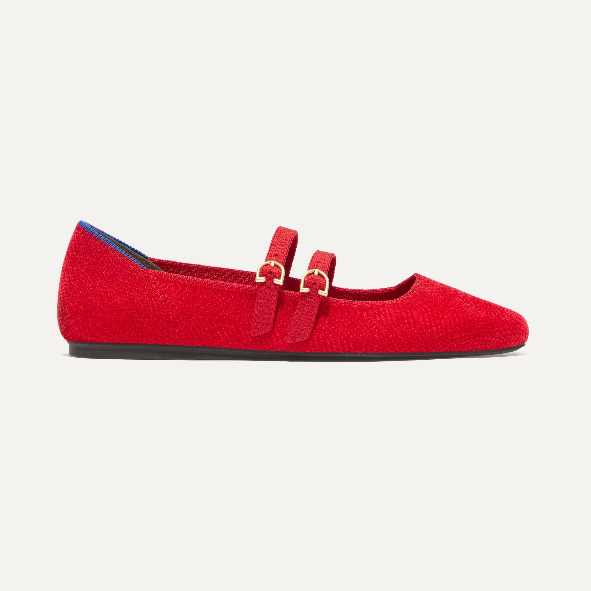 Rothy's The Double Buckle Mary Jane ballerine Red Crisp revelvet