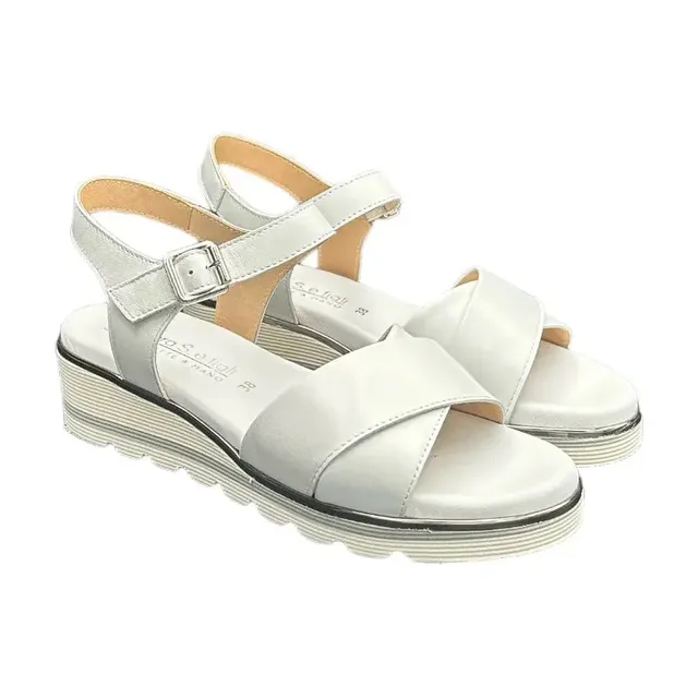 Sandro Barbera & Figli 1091 sandalo donna bianco pelle gomma leggero