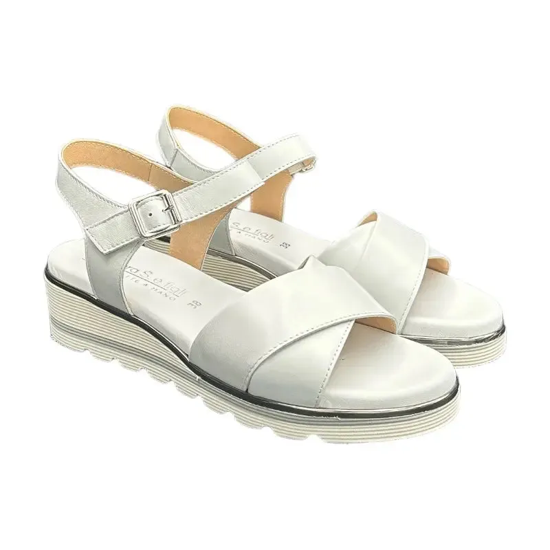 Sandro Barbera & Figli 1091 sandalo donna bianco pelle gomma leggero
