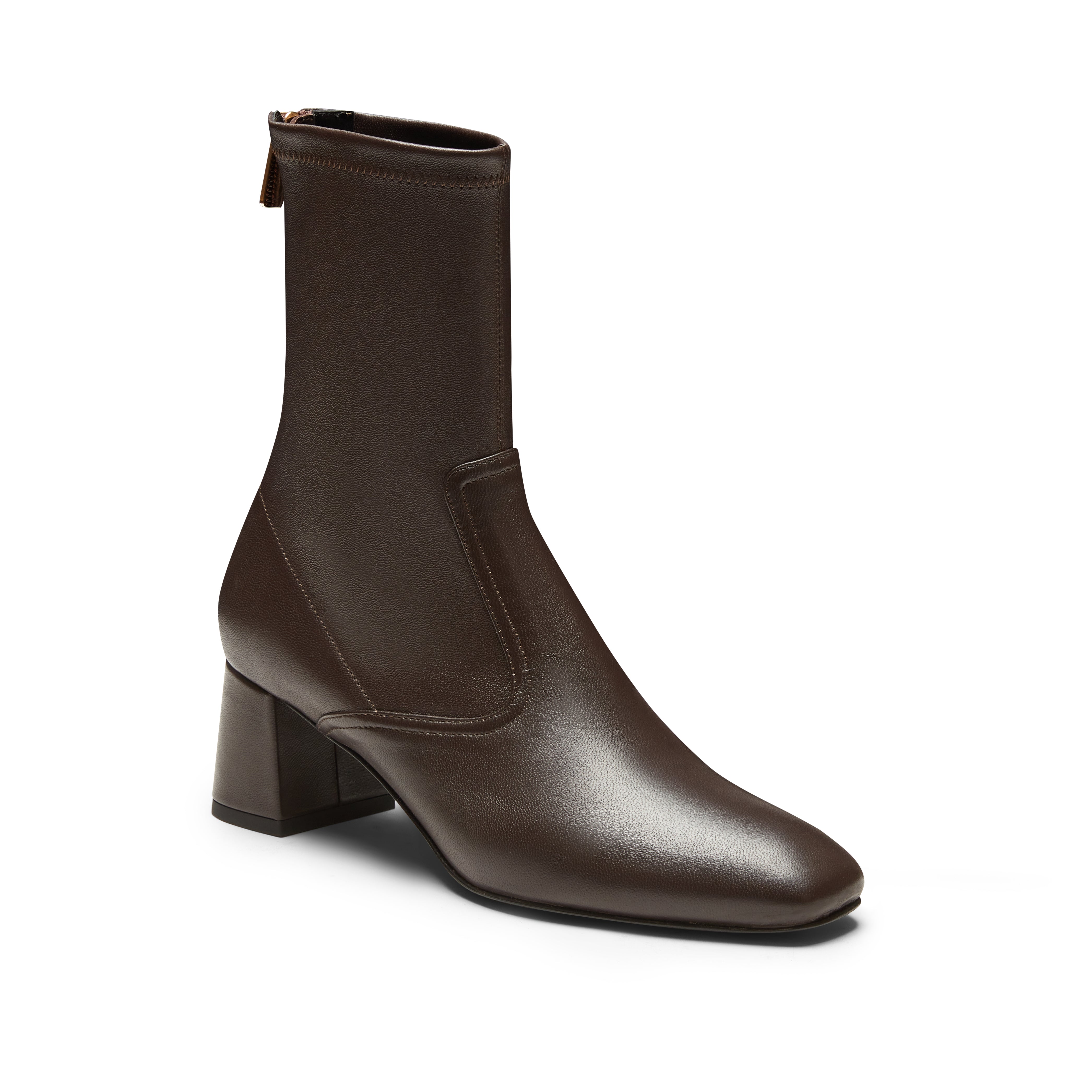 F.lli Rossetti Stivaletto pelle moro tacco 50mm zip