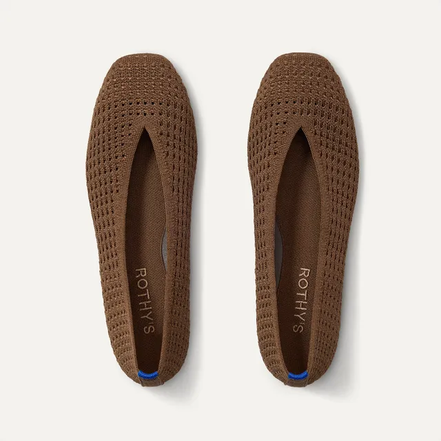 Rothy's Max Square Ballerina ballerine Cinnamon Mesh marrone