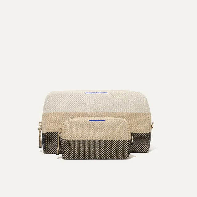 Rothy's The Universal Pouch Set pochette Black Cream Plaid