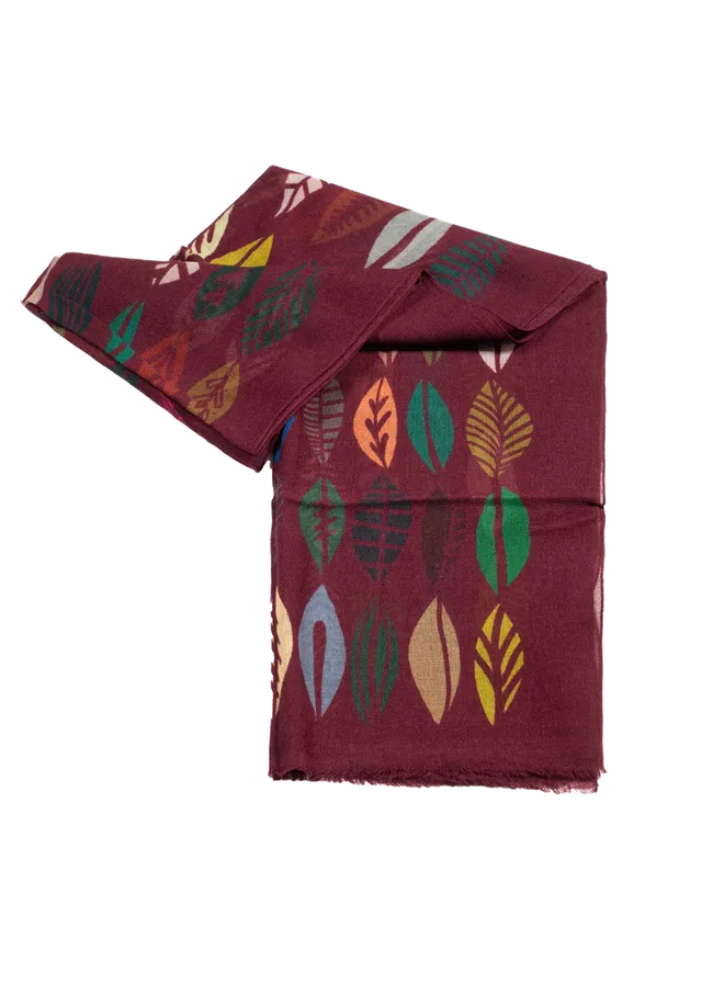 Stefano Bemer Scarves SV5006 sciarpa bordeaux lana foglie