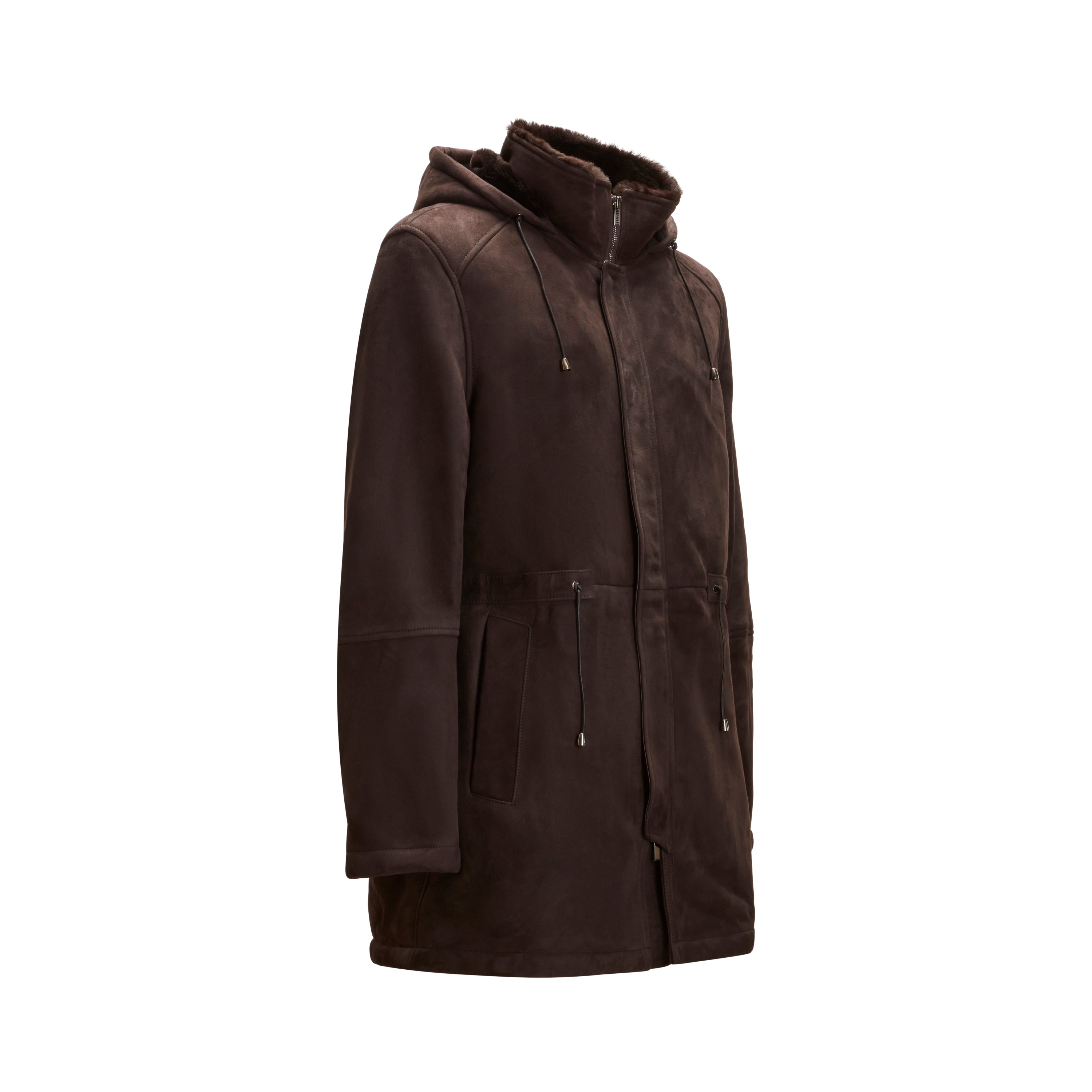 F.lli Rossetti 99806 Cappotto Uomo Moro Shearling Cappuccio