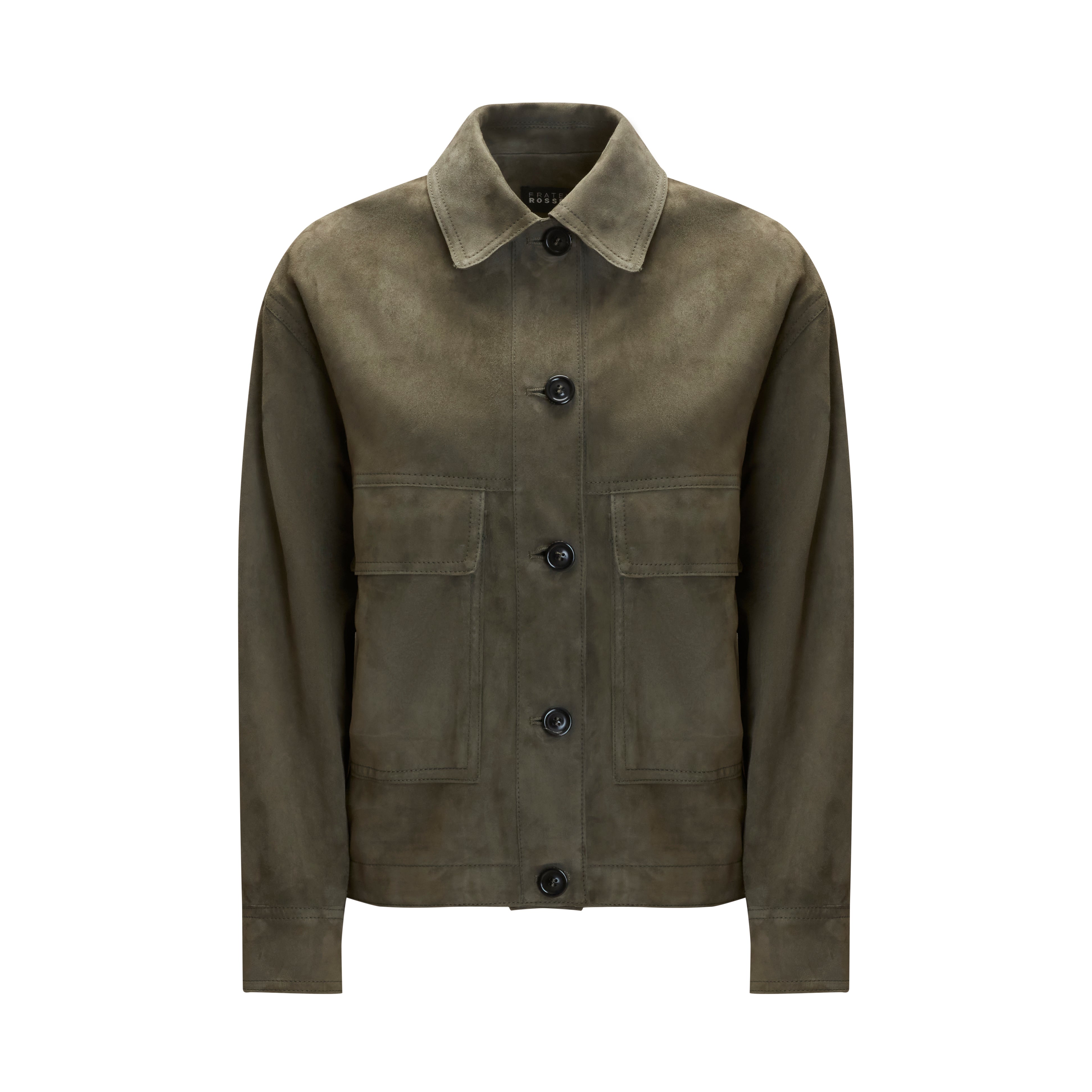 F.lli Rossetti giacca donna verde salvia pelle scamosciata boxy