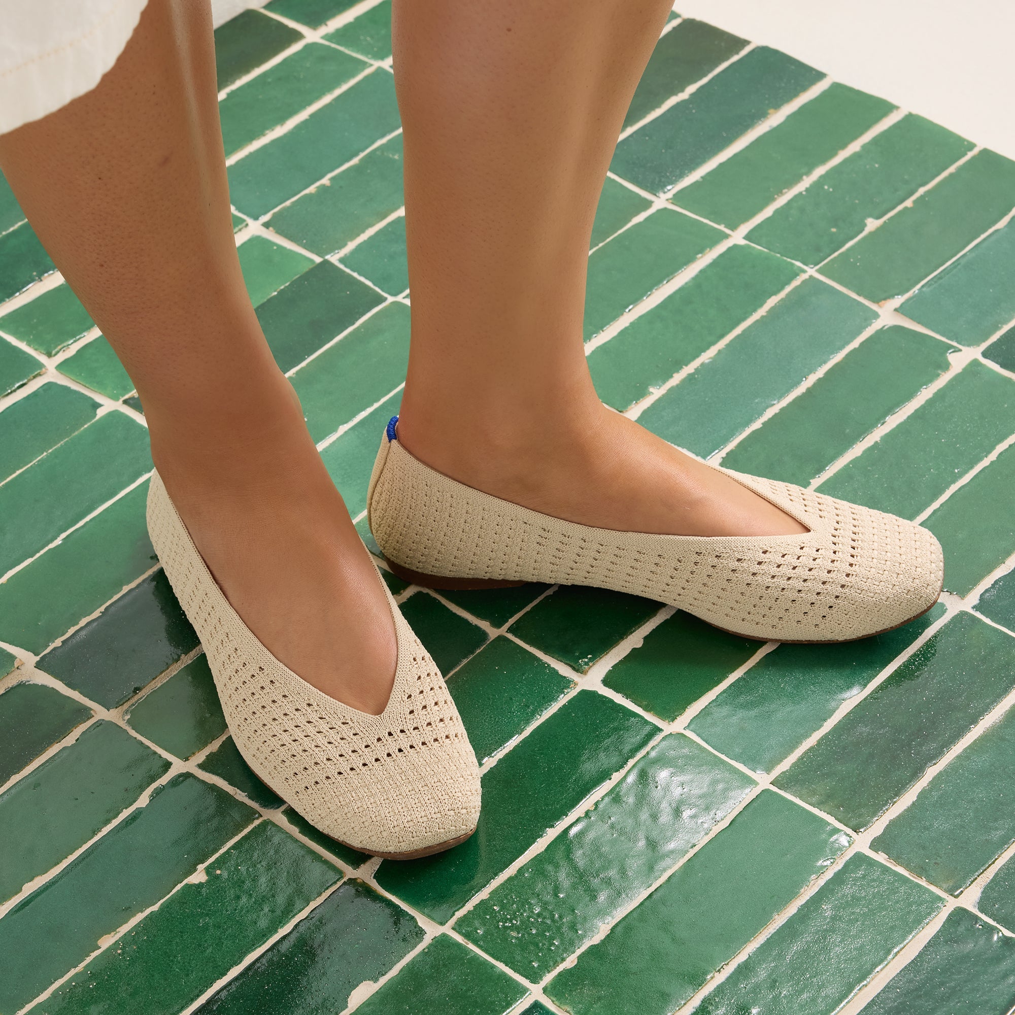Rothy's The Max Square Ballerina ballerine off white mesh punta quadrata