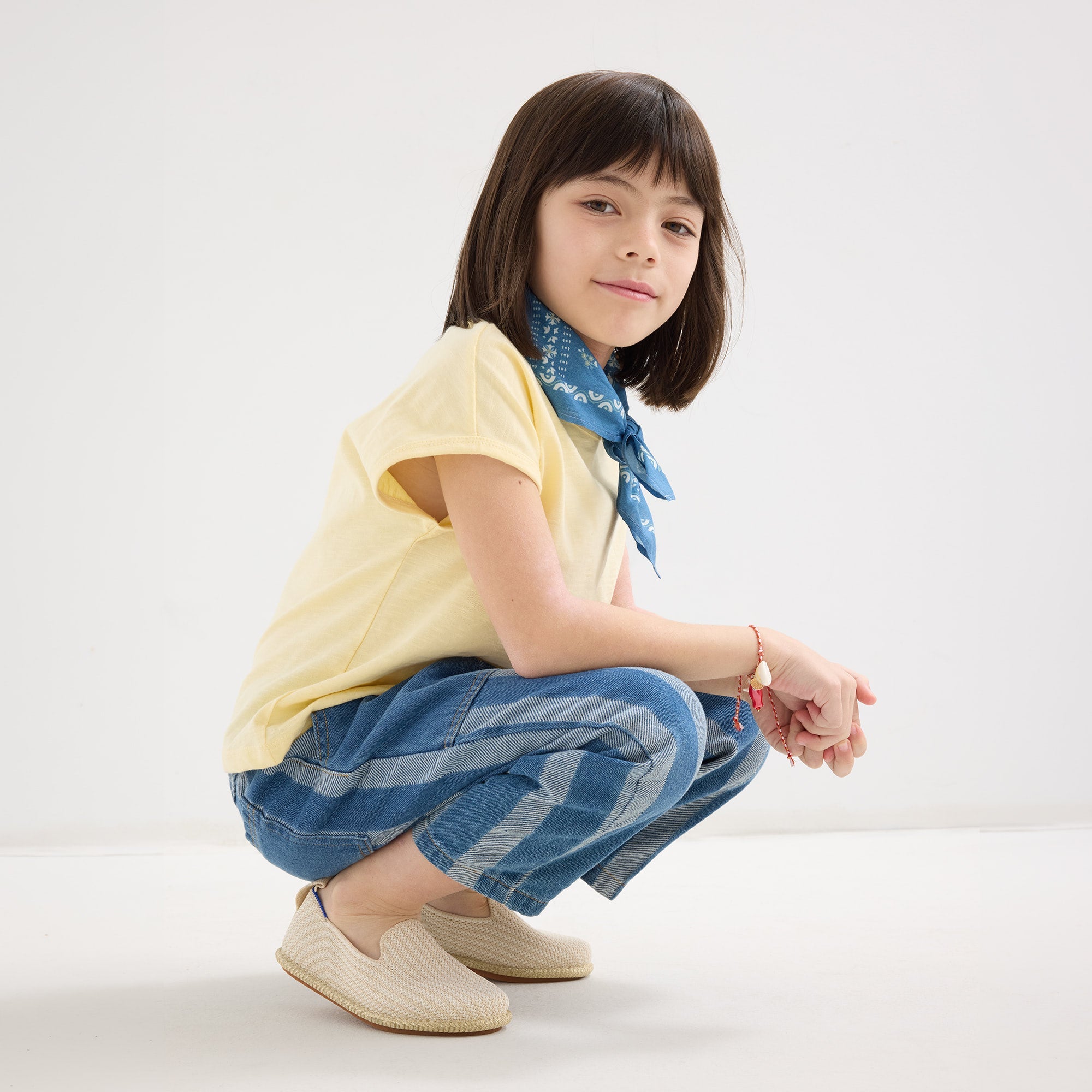 Rothy's The Mini Loafer mocassini bambino Cream Puff Stripe antiscivolo
