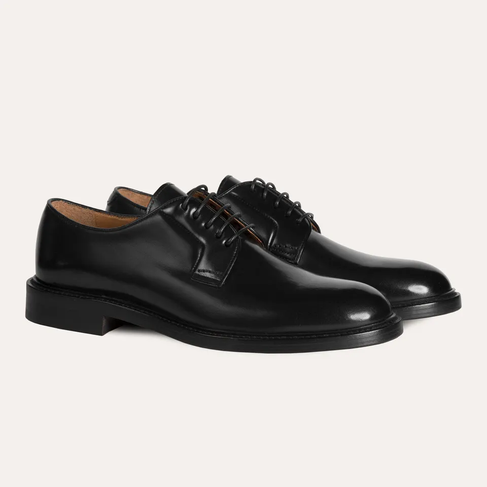 Dellovo Derby Cantalupo scarpe uomo nero vitello cuoio