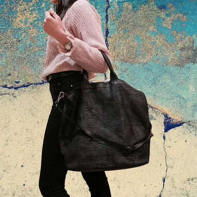 Sandro Barbera Baay69 Borsa Nero intreccio pelle italiana
