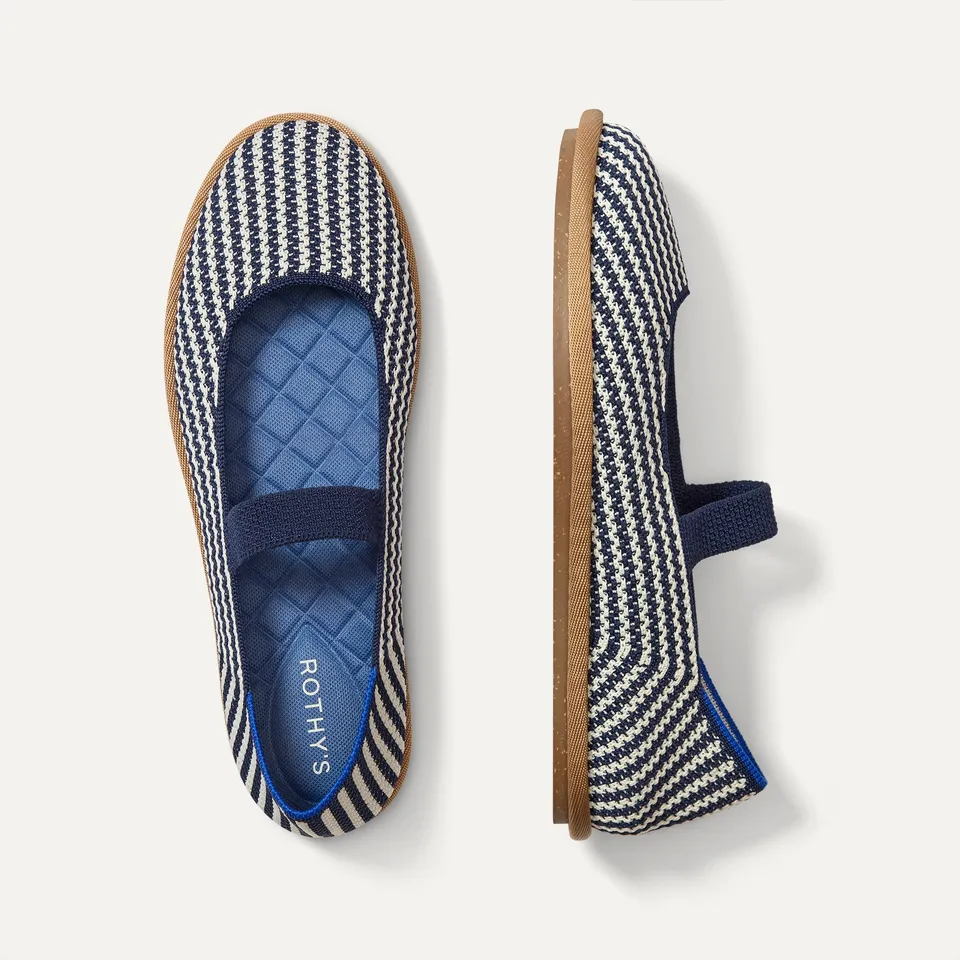 Rothy's The Cruiser Mary Jane ballerine Blackberry Stripe