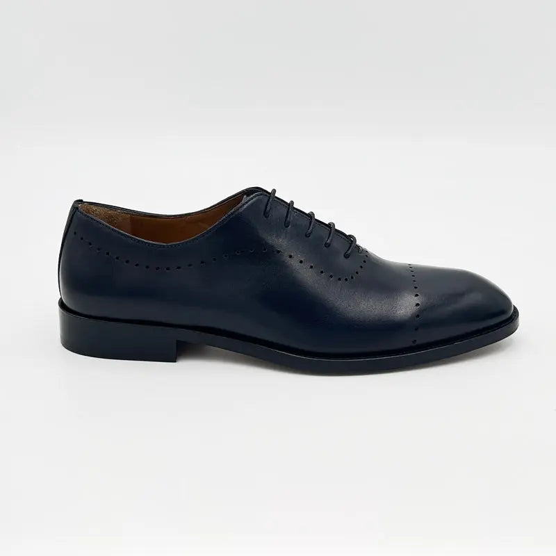 Sandro Barbera 33209 Oxford stringate uomo pelle blu tinta mano