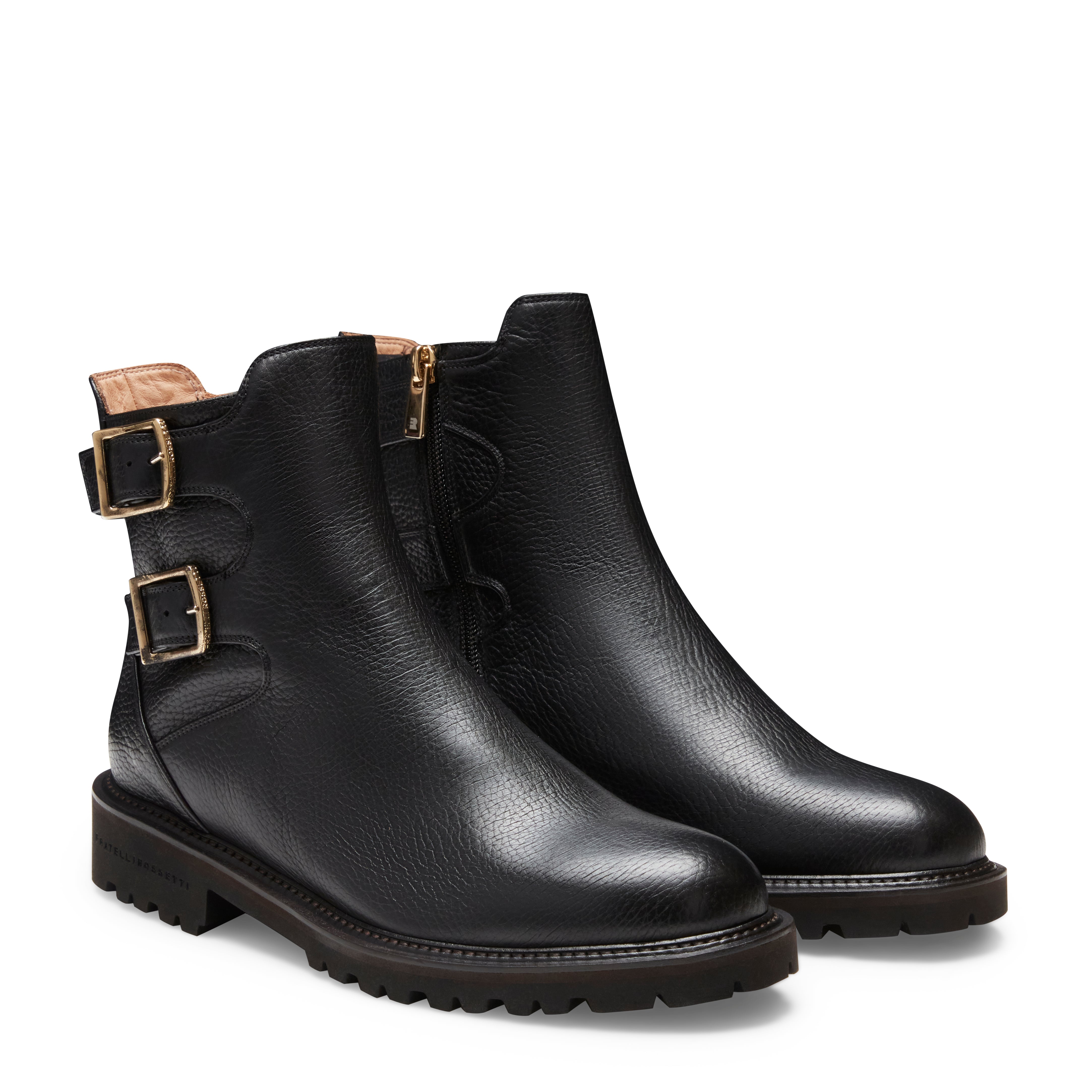 F.lli Rossetti Shoes Woman 77312 Stivaletto Nero Doppia Fibbia