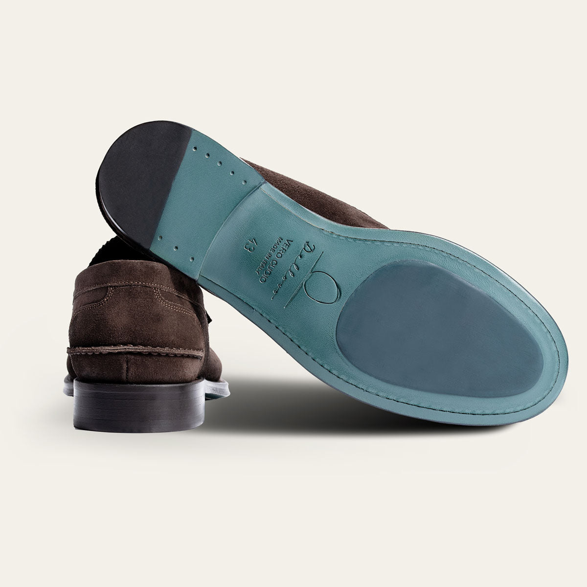 Dellovo Foria mocassino camoscio blu cuoio