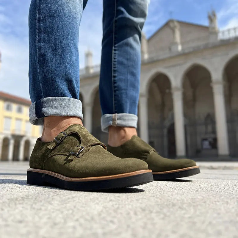 Sandro Barbera Stringate 1528 GoRain double monk verde