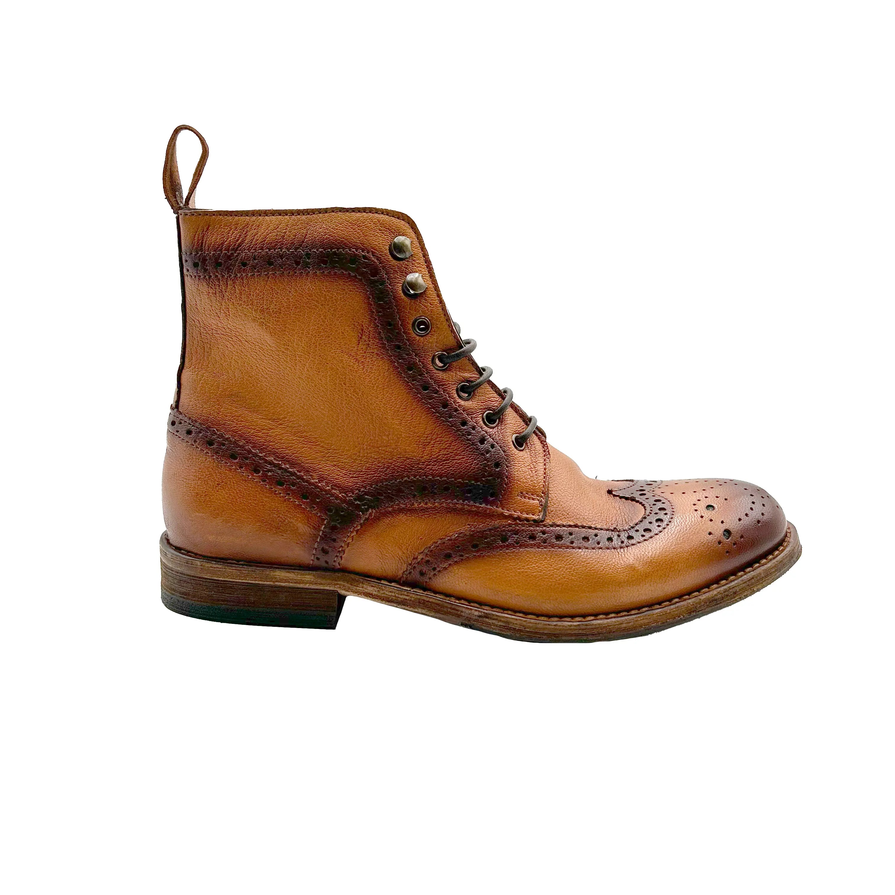 Sandro Barbera D1712 Stivaletto Full Brogue cuoio Stone Wax