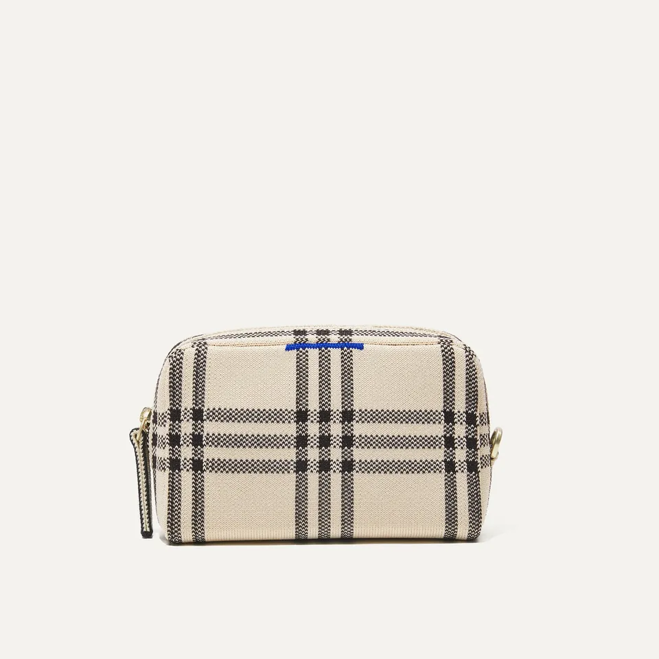 Rothy's Mini Universal Pouch Pochette Cream Black Plaid