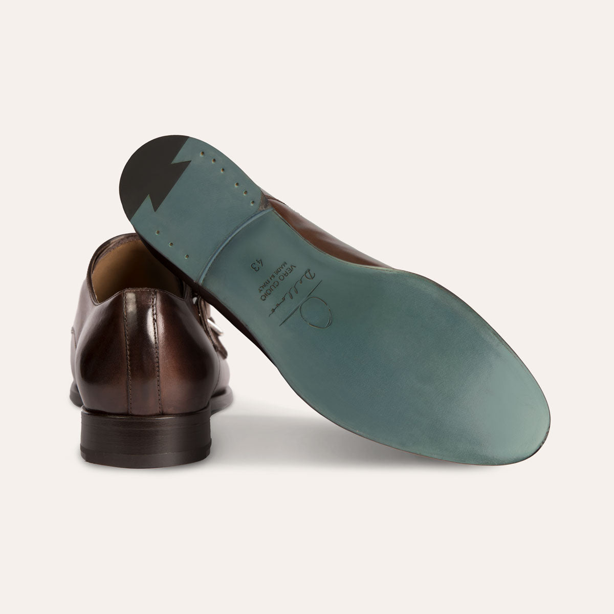 Dellovo Ercole Monk Strap uomo nero pelle doppia fibbia