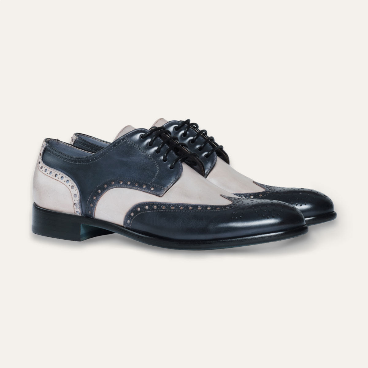 Dellovo Sansevero derby uomo tan bluette bicolore