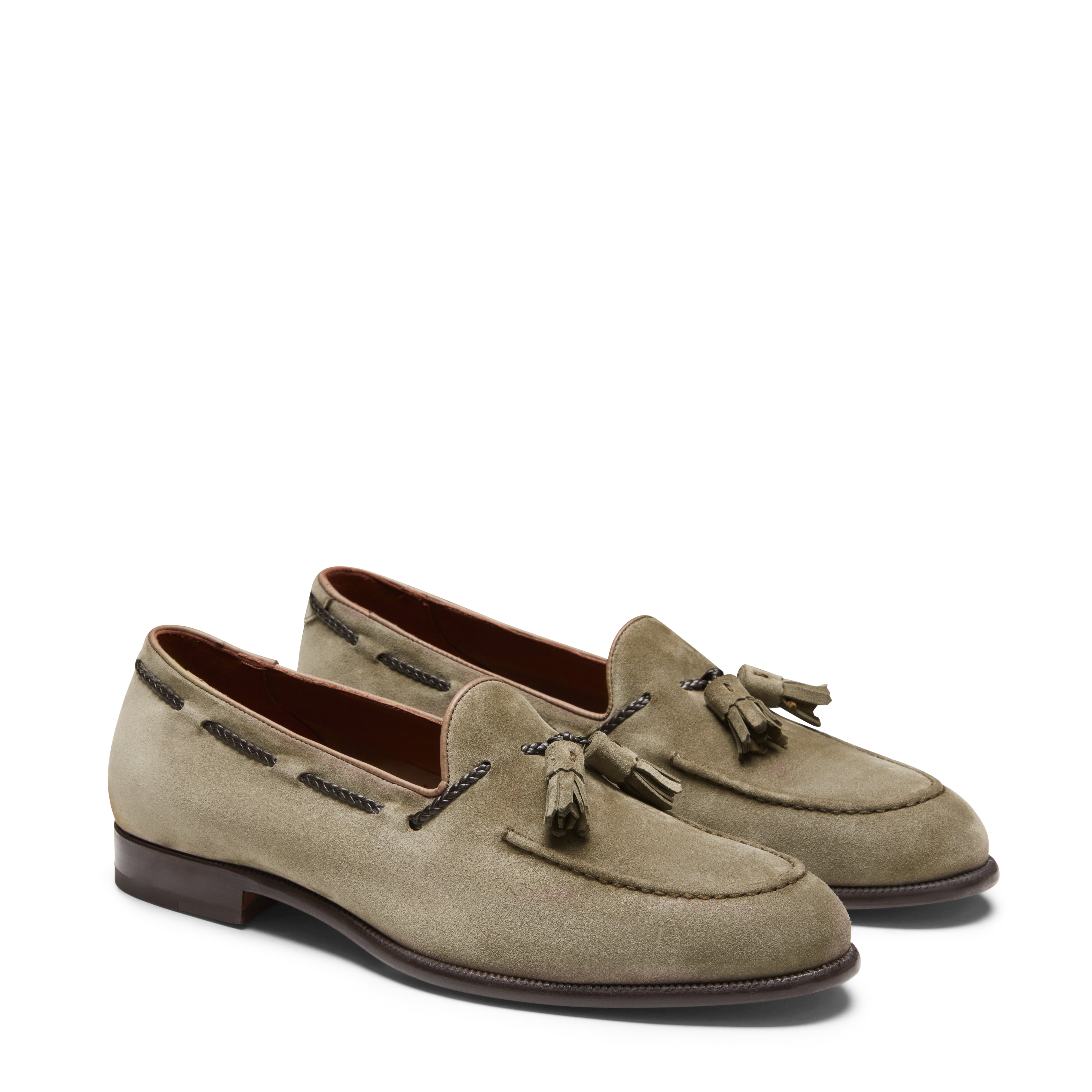 F.lli Rossetti Brera mocassino suede muschio nappine