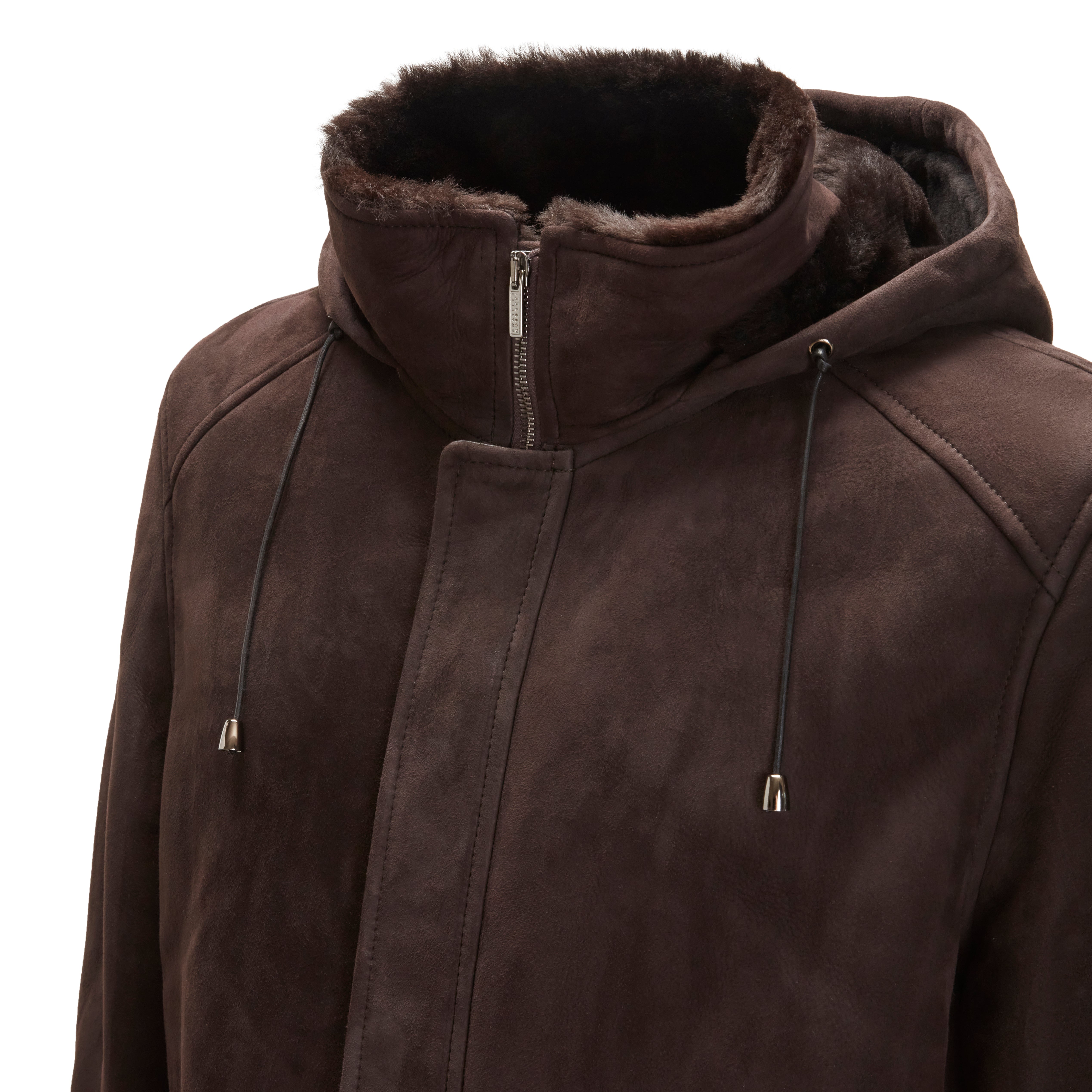 F.lli Rossetti 99806 Cappotto Uomo Moro Shearling Cappuccio