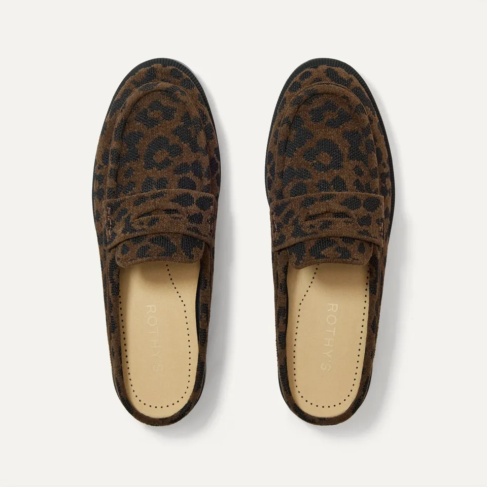 Rothy's The Penny Loafer Mule mocassini cheetah maculati