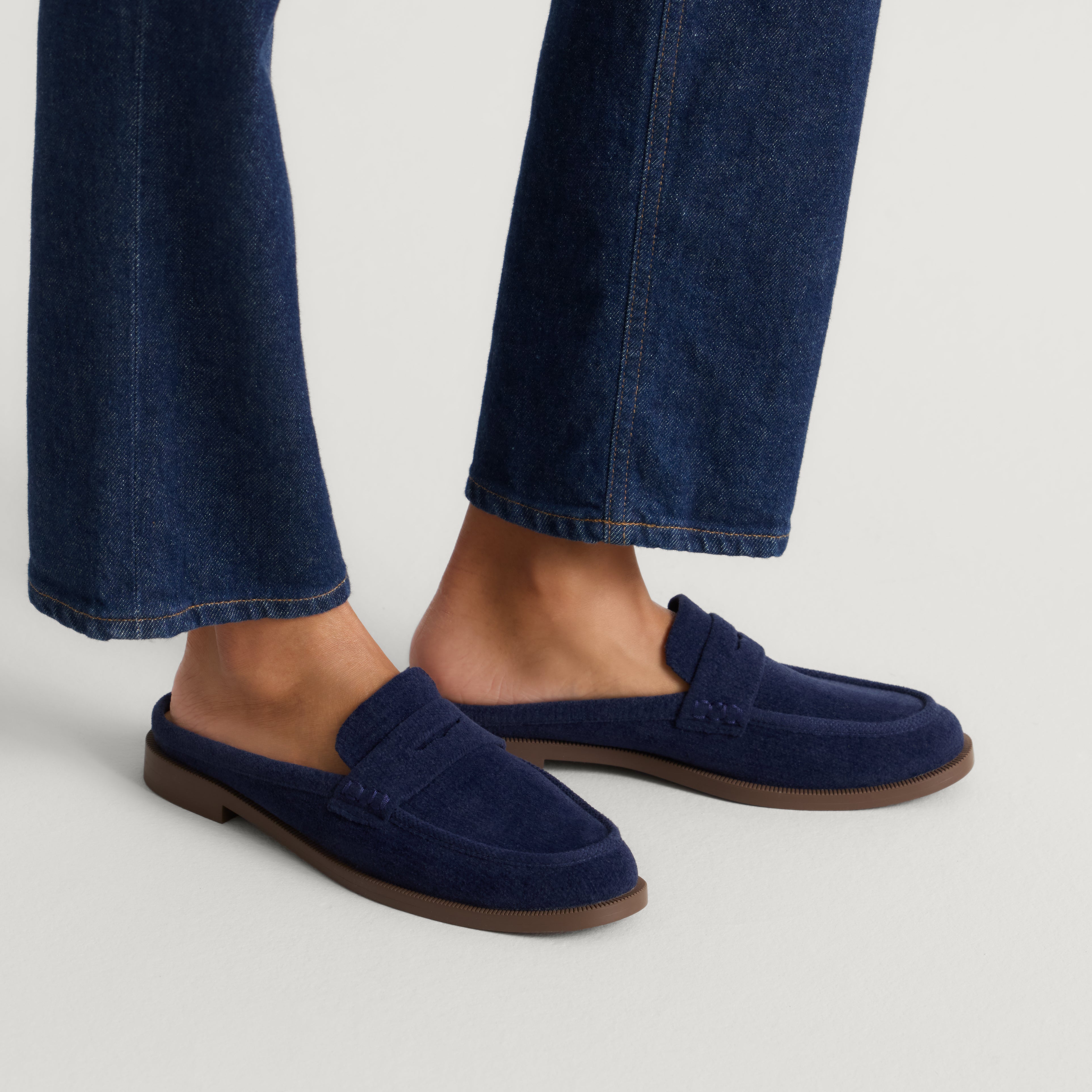 Rothy's The Penny Loafer Mule mocassini blu navy scamosciati